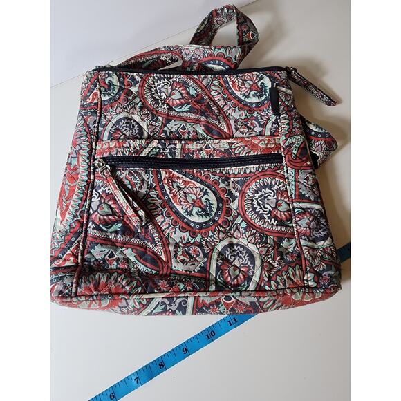 WAVERLY INSPIRATIONS Red Multicolored Paisley Hobo Quilted Hippie Crossbody - Picture 5 of 8
